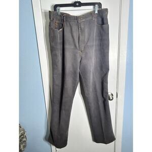 Vintage Braxton Jeans Plus Size 38 Gray High Rise Grunge Embroidered Lion